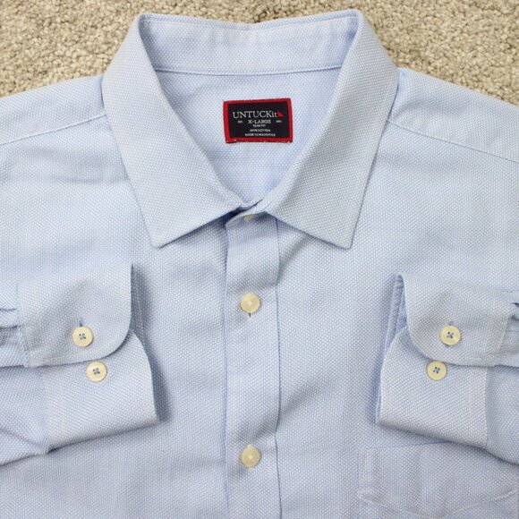 UNTUCKit Kvint Shirt Men XL Blue Slim Fit 100% Cotton Long Sleeve Button X-large - Picture 1 of 13